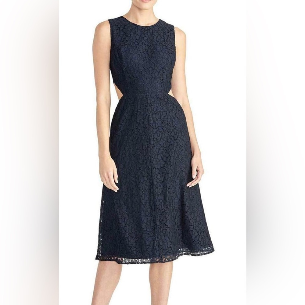 RACHEL Rachel Roy Navy Elana Lace Cut Out Dress